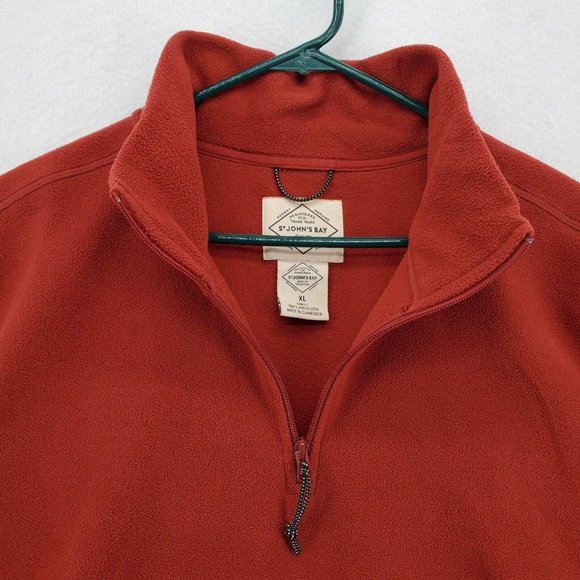 St John's Bay Shirt Men's Long Sleeve1/4 Zip Pullover Polyester Blend Red XL - Picture 6 of 11